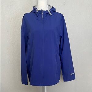 Free Country Royal Blue Hooded Rain Jacket Size Large